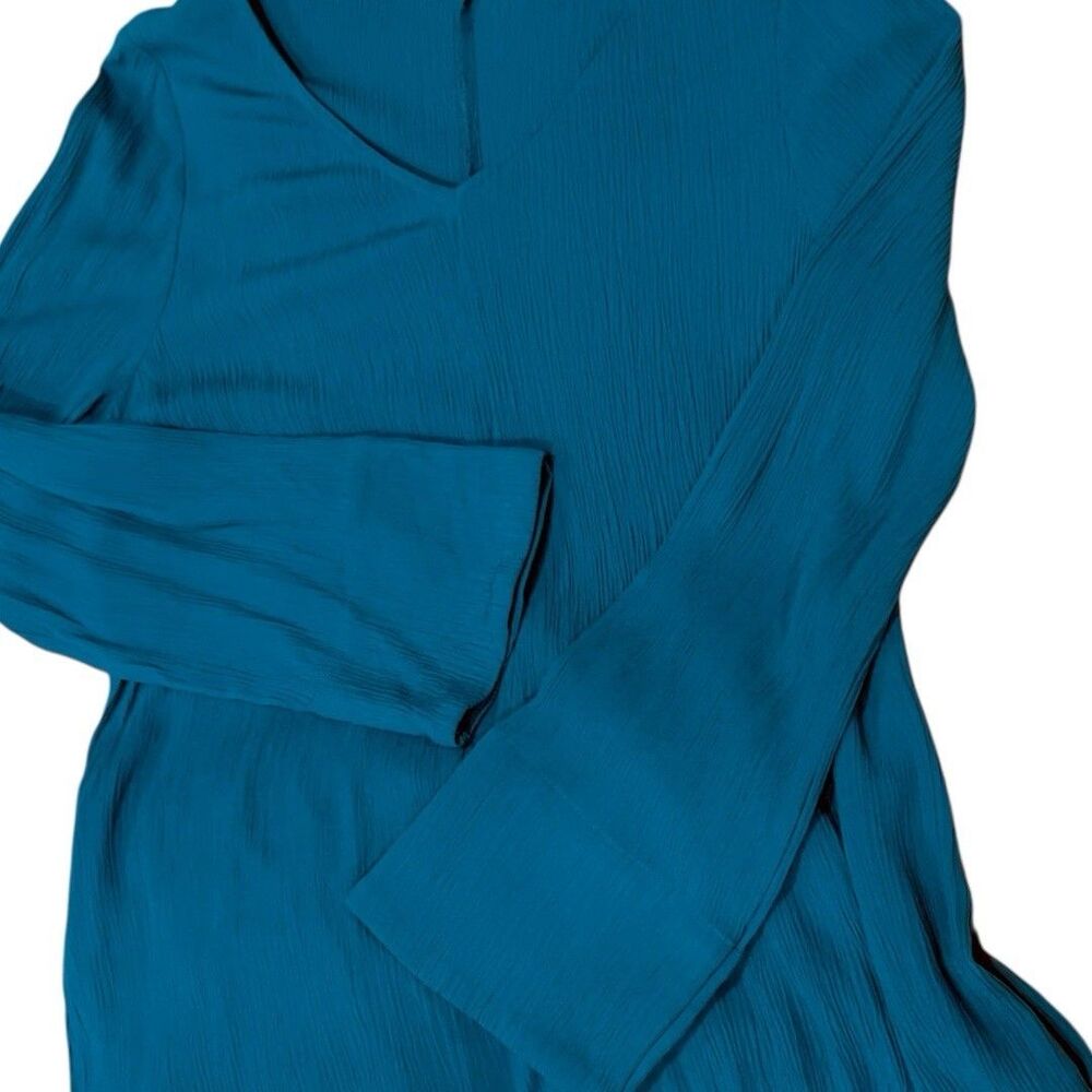 SOFT SURROUNDINGS Blue Mirabella V Neck Tunic Midi Long Sleeve Dress S - Picture 6 of 7